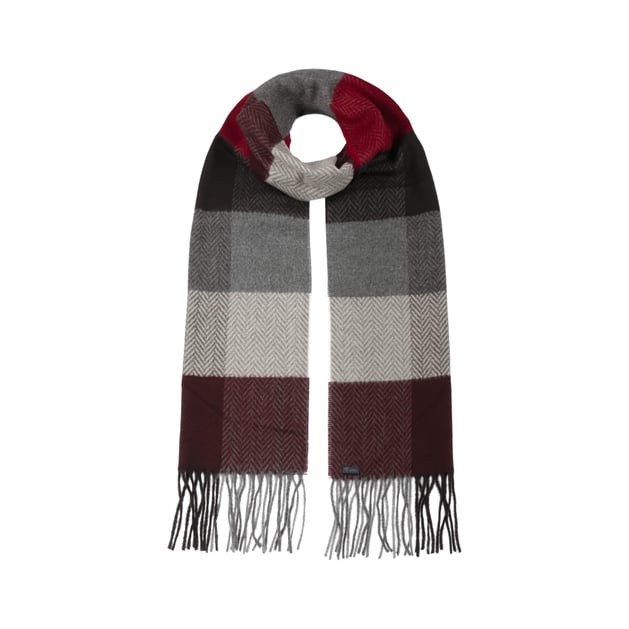 Lipodo Ruitjes Cashmink Sjaal Dames/Heren - Made in Germany winter heren geruite met rafels voor Herfst/Winter - One Size donkerrood